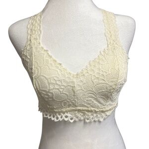 Maurices Bralette Women's Size Small Cream Lace Racerback Wireless, Super Cute